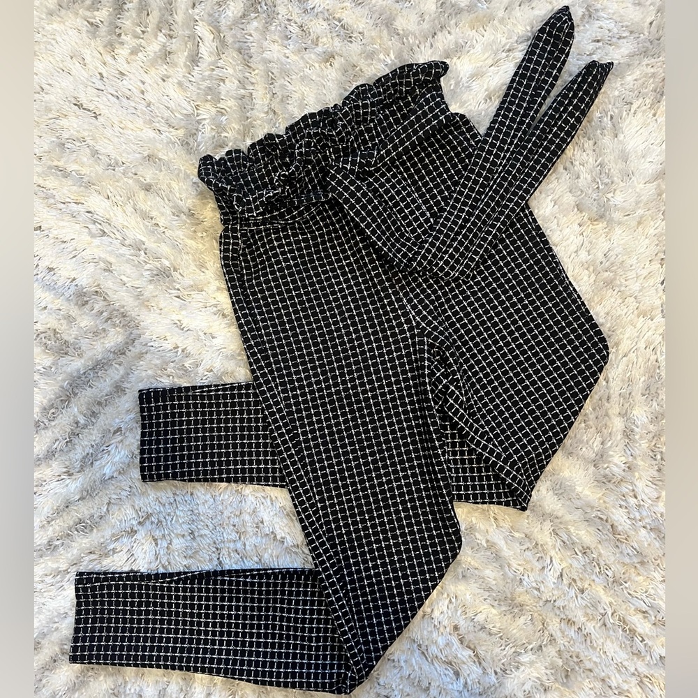 Ankle Length Stretch Trousers w/ Tie Front